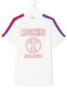 Moschino Kids Stripe Detail Logo T-shirt - White
