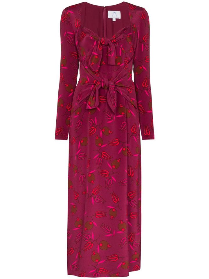 Rebecca De Ravenel Zaza Double-tie Midi Dress - Red
