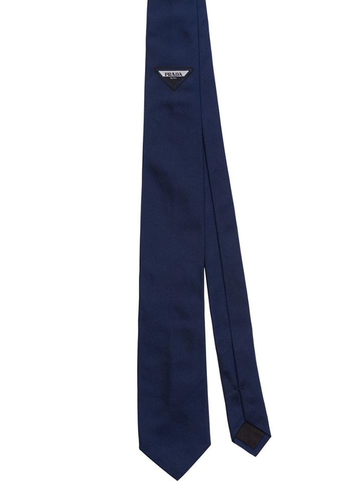 Prada Tie With Jacquard Logo - Blue