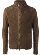 Giorgio Brato Double Zip Jacket, Men's, Size: 50, Brown, Leather/silk/spandex/elastane/cotton