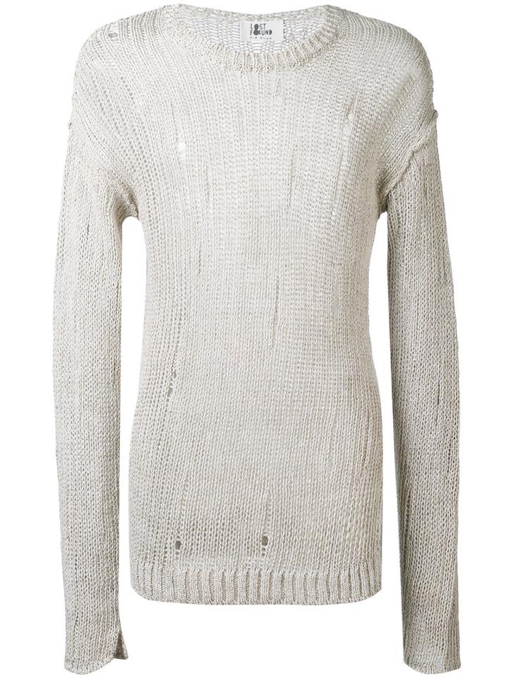 Lost & Found Ria Dunn - Distressed Jumper - Men - Cotton/linen/flax - Xs, White, Cotton/linen/flax