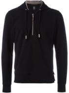 Eleventy Half Zipped Hoodie, Men's, Size: Small, Black, Cotton/spandex/elastane