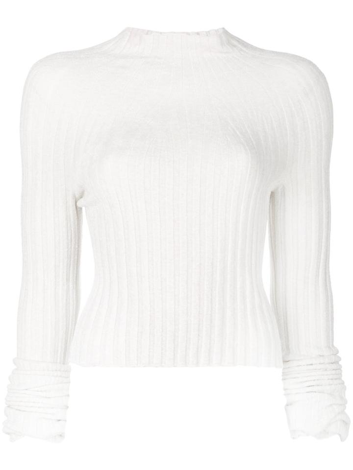 Helmut Lang - Ribbed Polo Top - Women - Polyamide/viscose - Xs, White, Polyamide/viscose