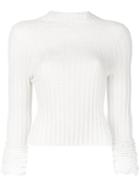 Helmut Lang - Ribbed Polo Top - Women - Polyamide/viscose - Xs, White, Polyamide/viscose
