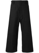 Yohji Yamamoto Side Tuck Cropped Trousers, Men's, Size: Ii, Black, Cotton