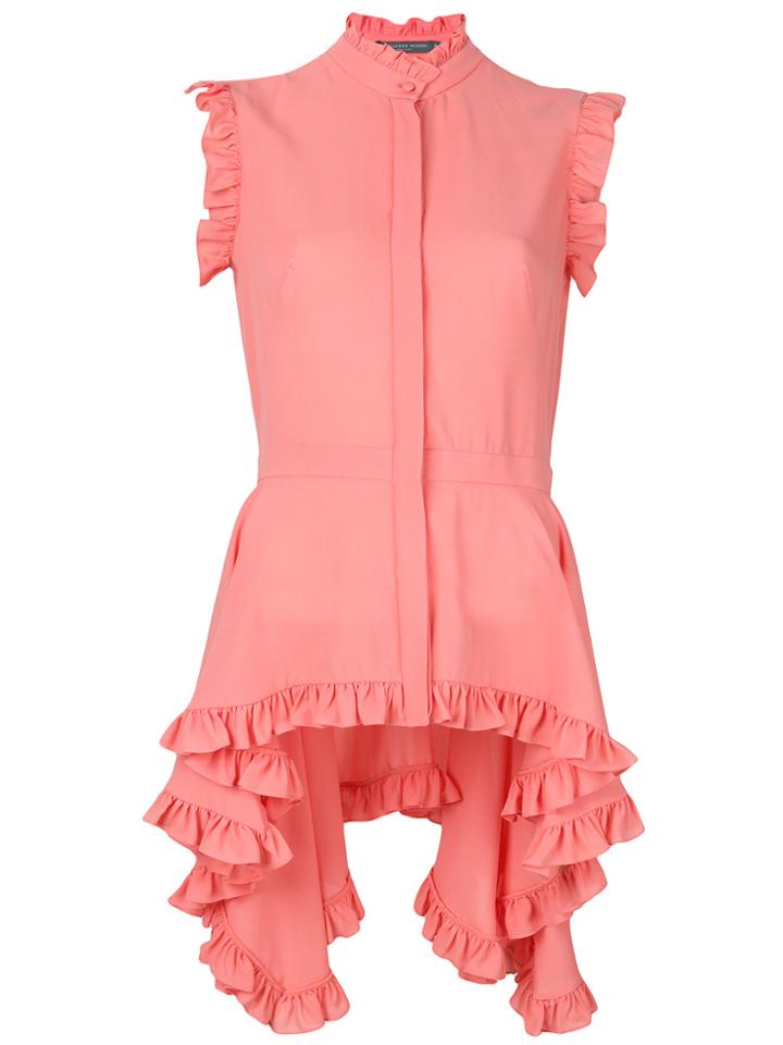 Alexander Mcqueen Dipped Hem Ruffle Blouse - Pink & Purple