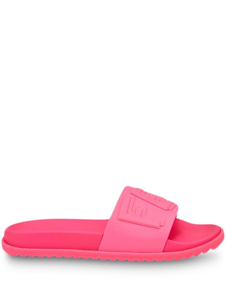 Fendi Logo Embossed Slides - Pink