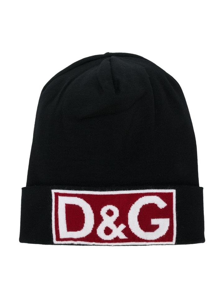 Dolce & Gabbana Kids Teen Logo Knit Hat - Black