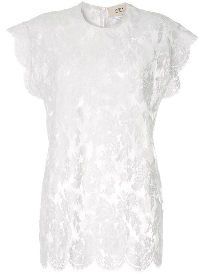 Ports 1961 Floral Lace Top - White