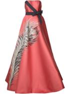 Carolina Herrera Feather Print Gown