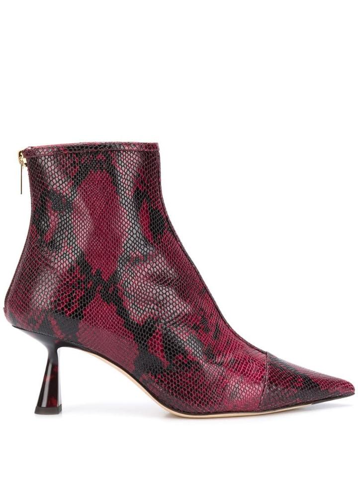 Jimmy Choo Kix 65 Snake Print Ankle Boots - Red