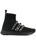 Balmain Chain Sock Sneakers - Black