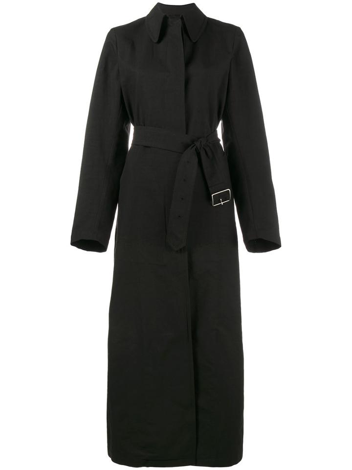 Dries Van Noten Rolfe Belted Trench Coat, Women's, Size: 36, Black, Cotton/linen/flax