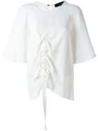 Ellery Ruffled Detail Shortsleeved T-shirt, Women's, Size: 6, White, Viscose