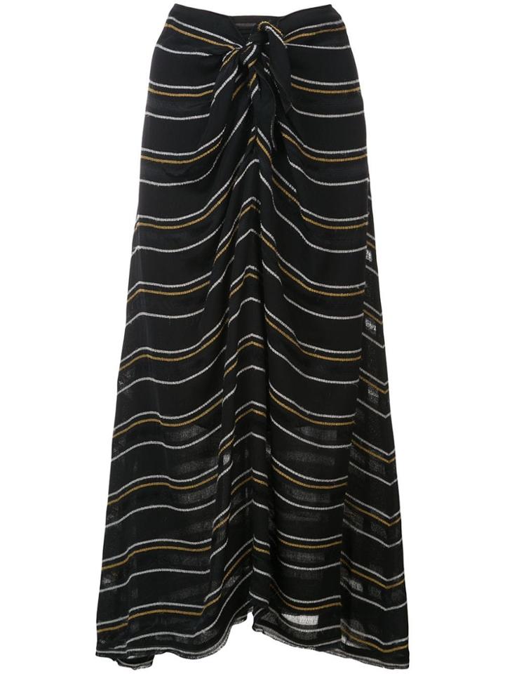 Proenza Schouler Crepe Stripe Tied Skirt - Black