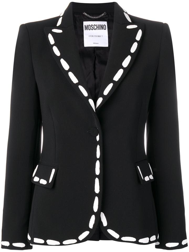 Moschino Print Detailed Fitted Blazer - Black