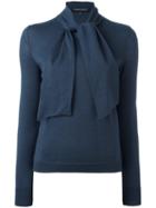 Vanessa Seward Pussy Bow Jumper, Women's, Size: 38, Blue, Merino