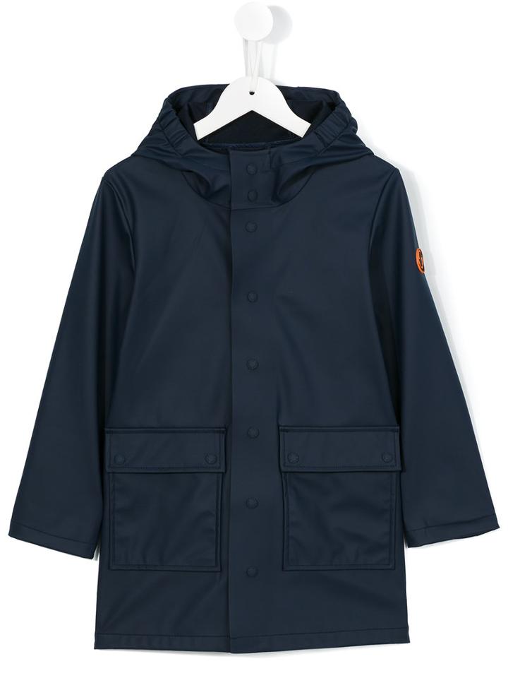 Save The Duck Kids Hooded Raincoat, Girl's, Size: 8 Yrs, Blue