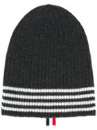 Thom Browne Striped Hat, Men's, Grey, Cashmere