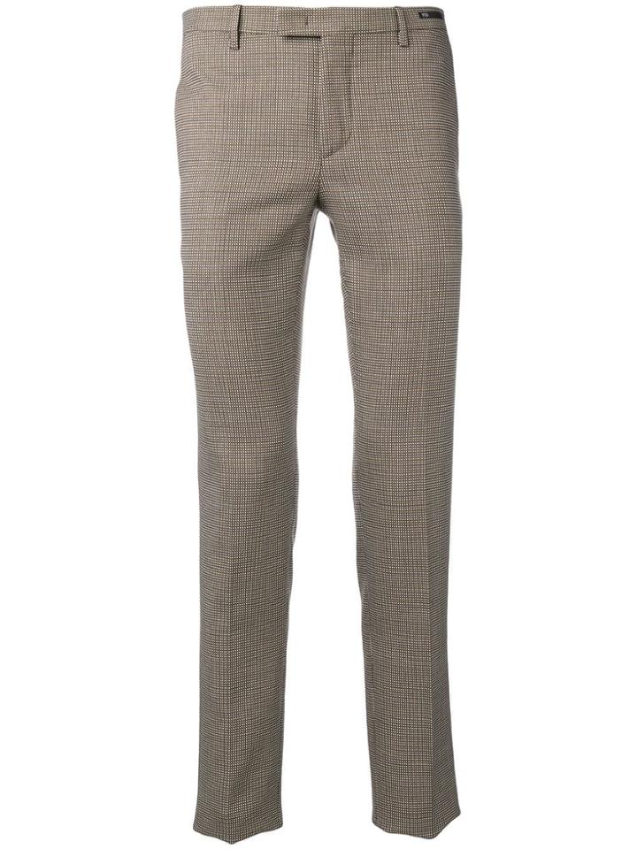 Pt01 Slim-fit Patterned Trousers - Brown