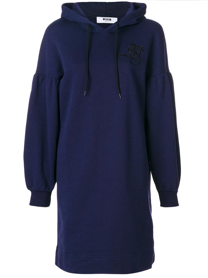 Msgm Hooded Dress - Blue