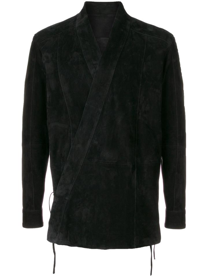 Balmain Suede Wrap Jacket - Black