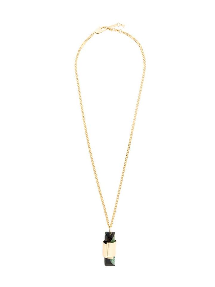 Coup De Coeur Agate Stone Long Pendant - Gold