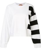 Nº21 Bow Reverse Striped Sweatshirt - White
