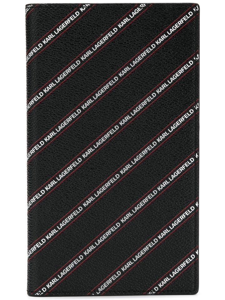 Karl Lagerfeld Striped Logo Travel Wallet - Black