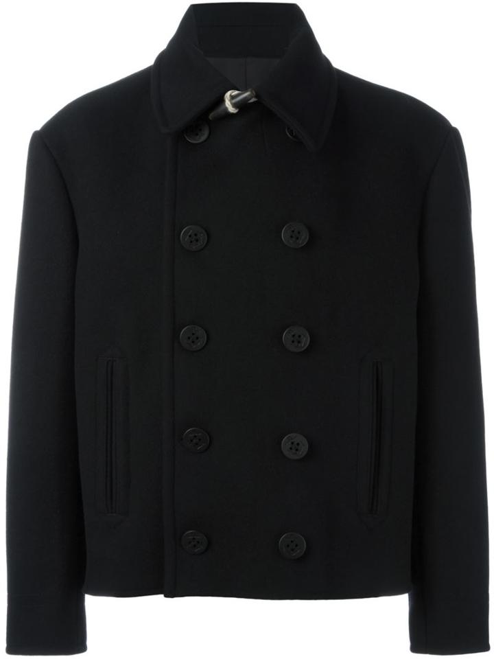 Maison Margiela Oversize Short Peacoat, Men's, Size: 48, Black, Cotton/viscose/wool