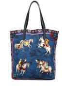 Shanghai Tang Mongolian Horsemen Shopper Tote - Blue