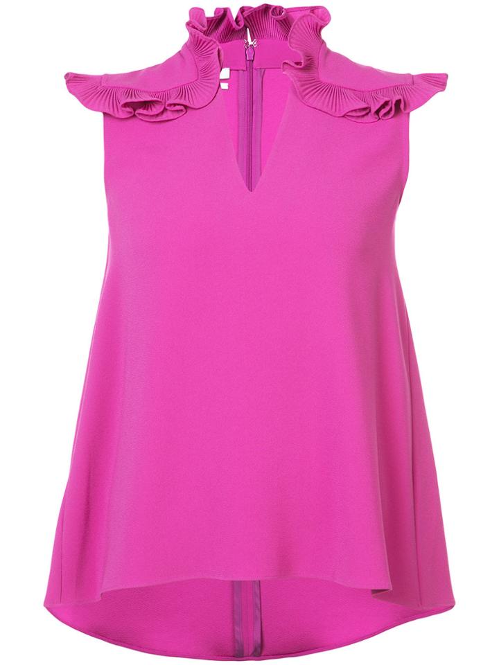 Co Ruffle Trim Blouse - Pink & Purple