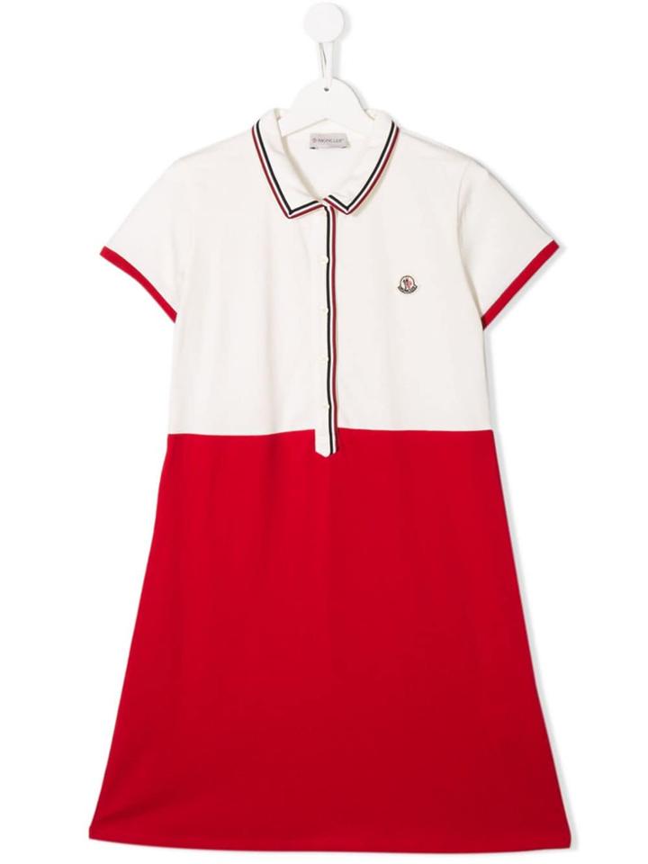 Moncler Kids Teen Contrasting Panels Polo Shirt Dress - White