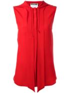 Moschino Sleeveless Hooded Shirt, Women's, Size: 42, Red, Silk