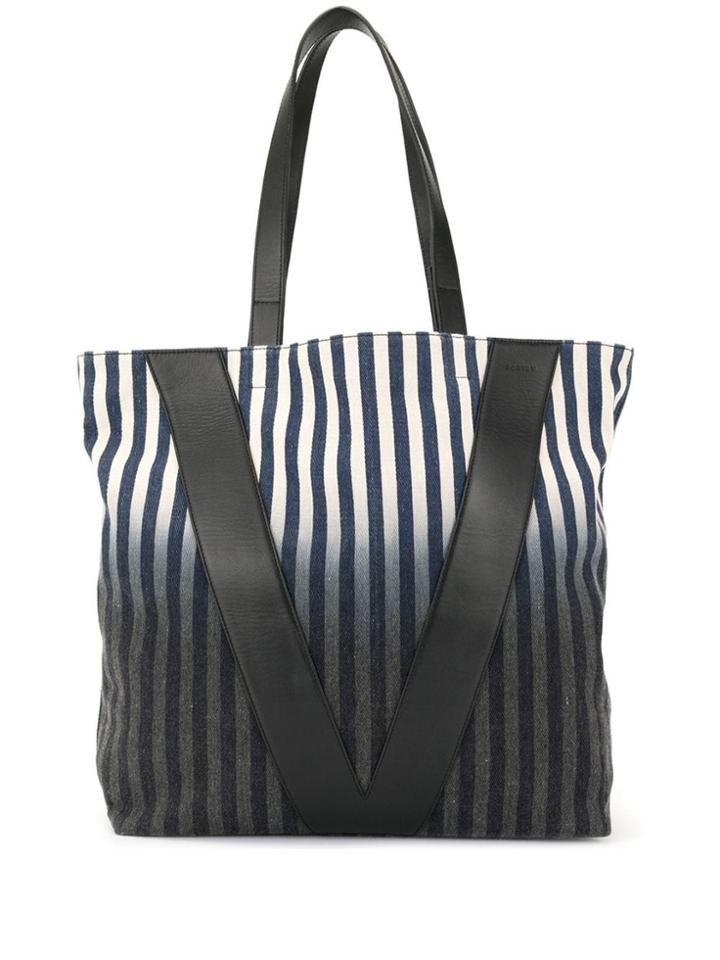 Ports V Striped Tote Bag - Blue