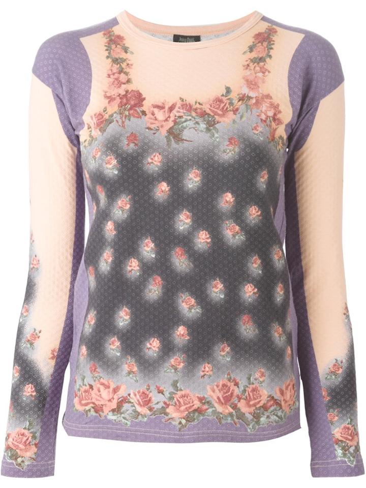 Jean Paul Gaultier Vintage Rose Printed Top - Pink & Purple