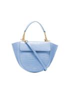 Wandler Sky Blue Hortensia Mini Croc Print Leather Shoulder Bag