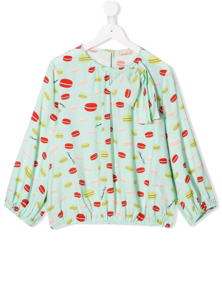 Elisabetta Franchi La Mia Bambina Teen Macaroon Print Blouse - Green