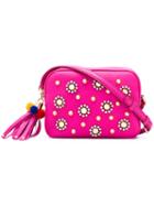 Dolce & Gabbana - Faux Pearl-embellished Crossbody Bag - Women - Cotton/calf Leather/metal - One Size, Pink/purple, Cotton/calf Leather/metal