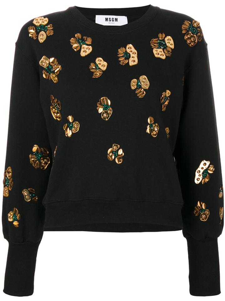 Msgm Embroidered Pull-over Sweater - Black