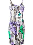 Versace Collection Printed Shoulder Clasp Dress, Women's, Size: 40, Pink/purple, Viscose/spandex/elastane/polyester/viscose