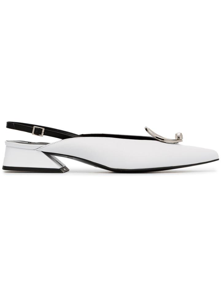 Yuul Yie White Medallion 30 Leather Slingback Pumps