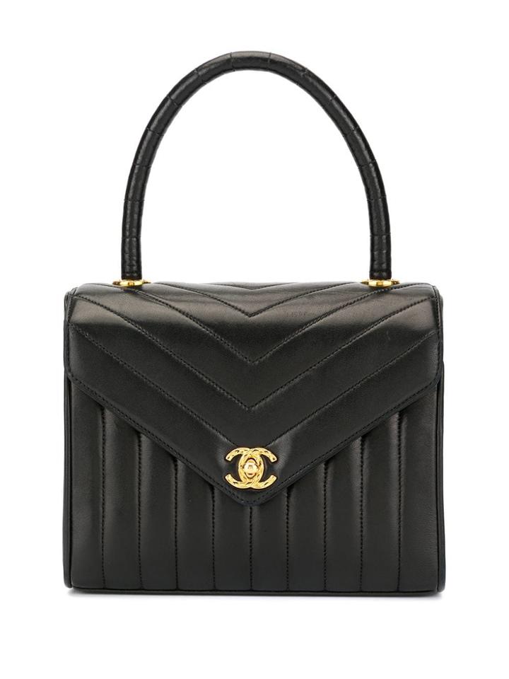 Chanel Pre-owned Mademoiselle Stitch Cc Turn-lock Tote - Black