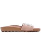 Pedro Garcia Amery Embellished Slides - Nude & Neutrals