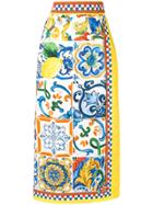 Dolce & Gabbana Majolica Print Skirt - Yellow & Orange