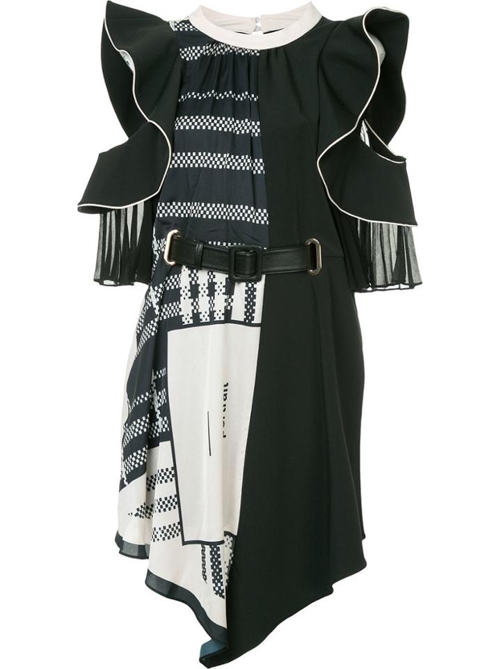 Self-portrait Asymmetric Short Dress - Black