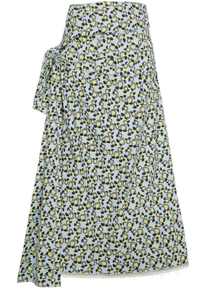 Marni Floral Print Side-tie Skirt - Blue