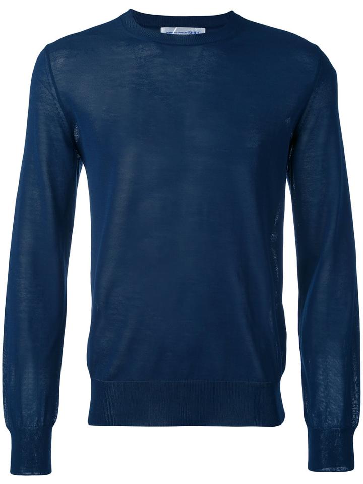 Comme Des Garçons Shirt - Crew Neck Sweater - Men - Cotton/acrylic/polyamide - S, Blue, Cotton/acrylic/polyamide