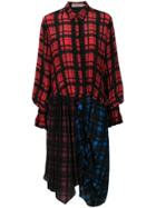 Preen Line Plaid Relaxed Shirt Dress - Red