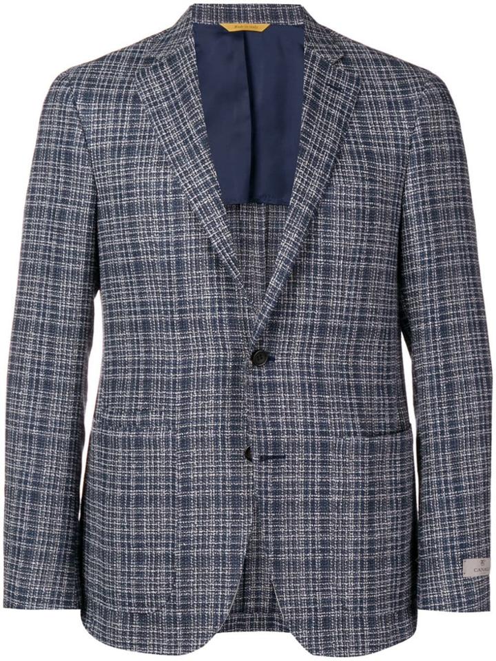 Canali Checked Blazer Jacket - Blue